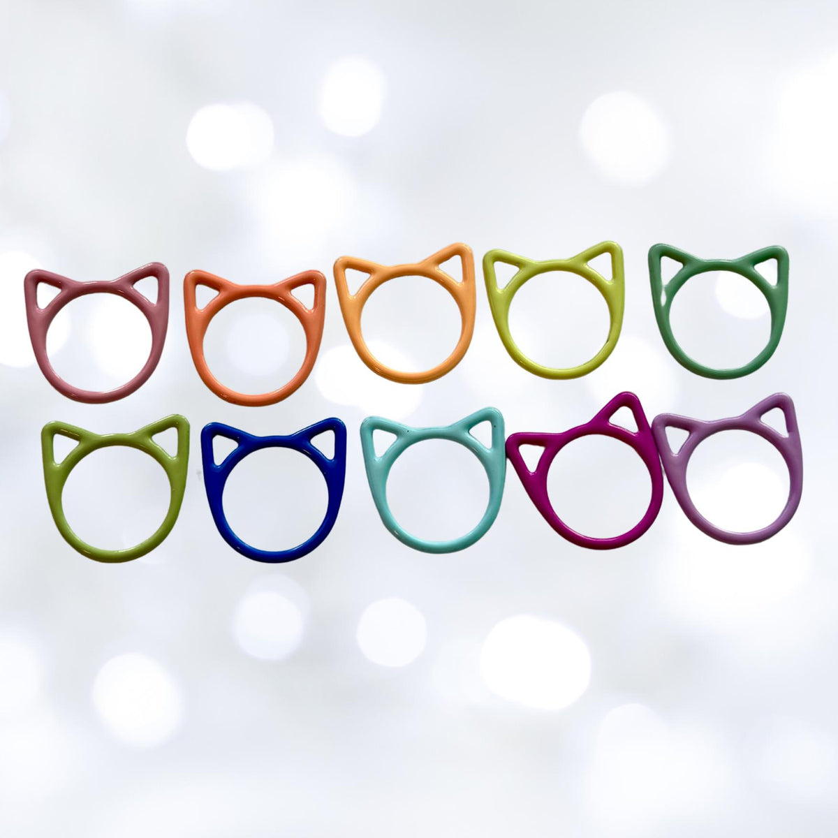 Comma Craft Co-Snag-Free Stitch Marker Set - Jumbo Green Cats-knitting notion-gather here online