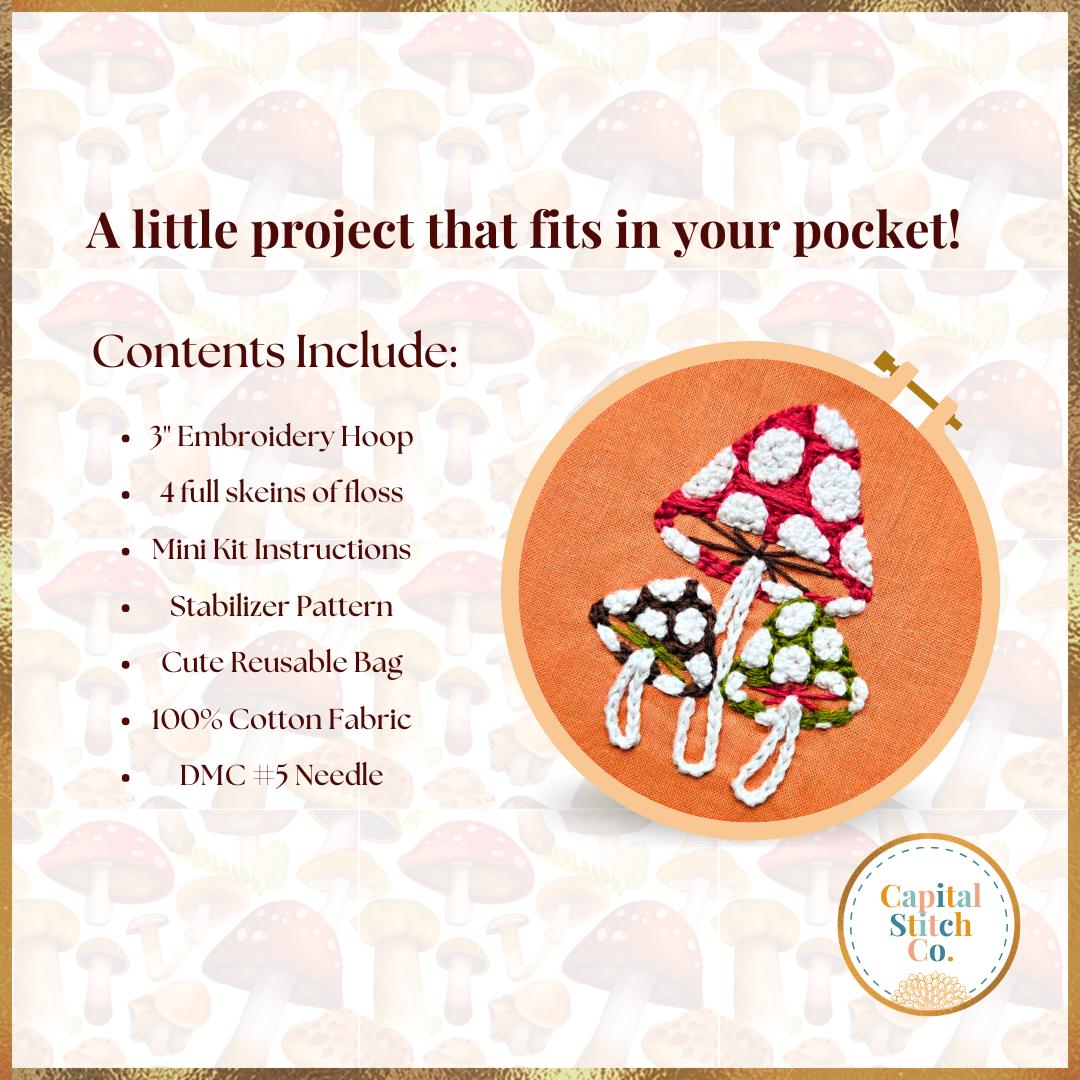 Capital Stitch Co.-Toadstool Trio Mini Embroidery Kit-embroidery kit-gather here online