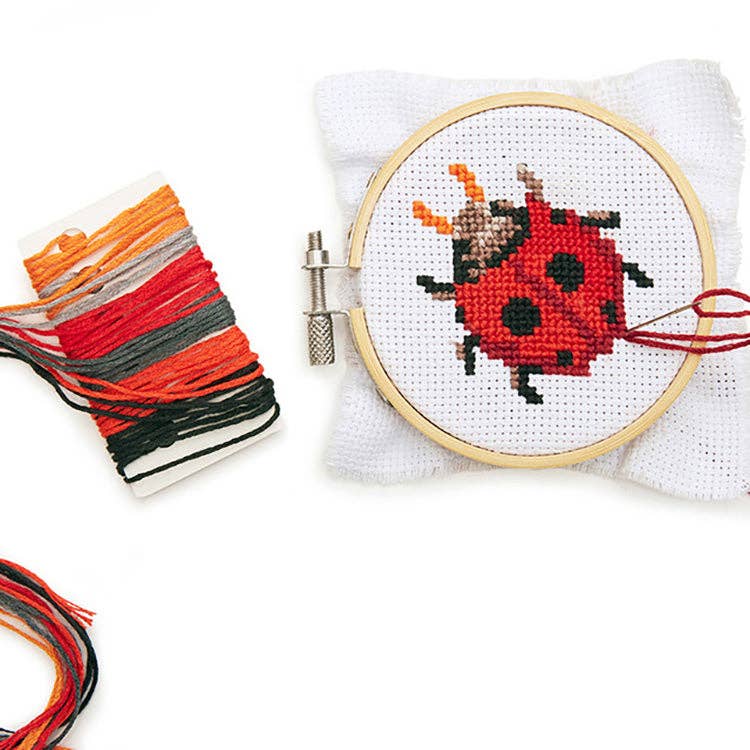 Kikkerland-Mini Cross Stitch Embroidery Kit - Ladybug-xstitch kit-gather here online