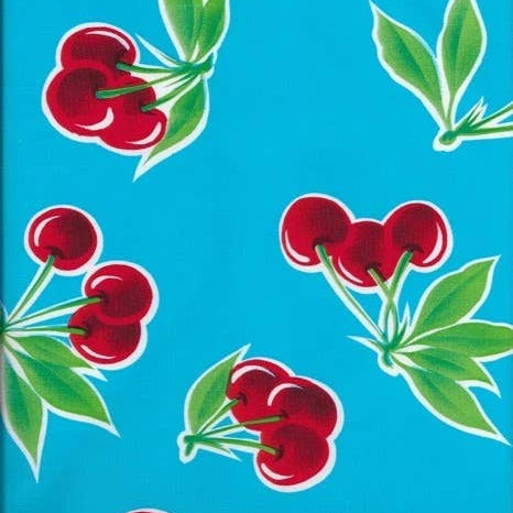 Oilcloth International-Stella Oilcloth on Lt. Blue-fabric-gather here online