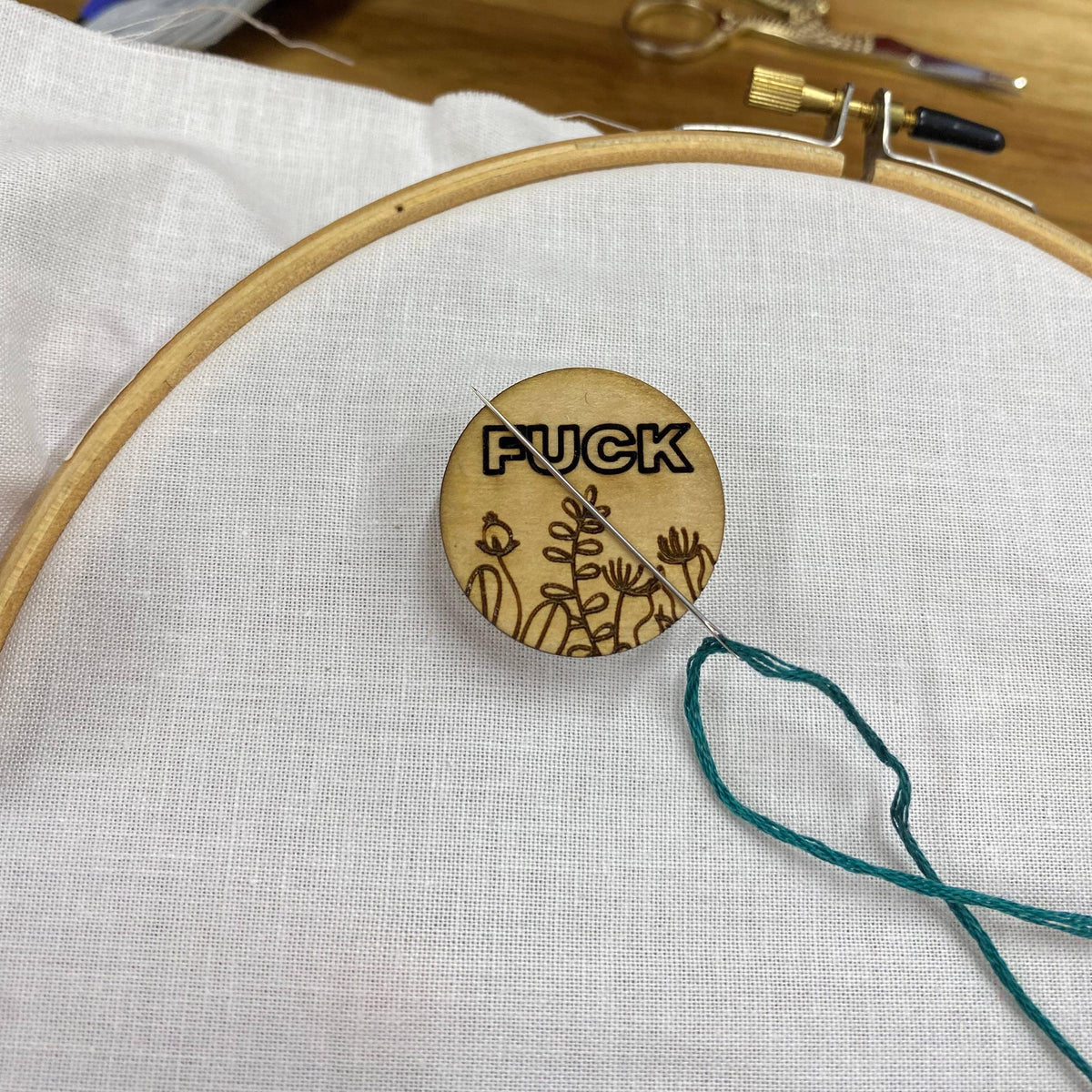 Infamous Cuts-Fuck With Flowers Needle Minder-embroidery notion-gather here online