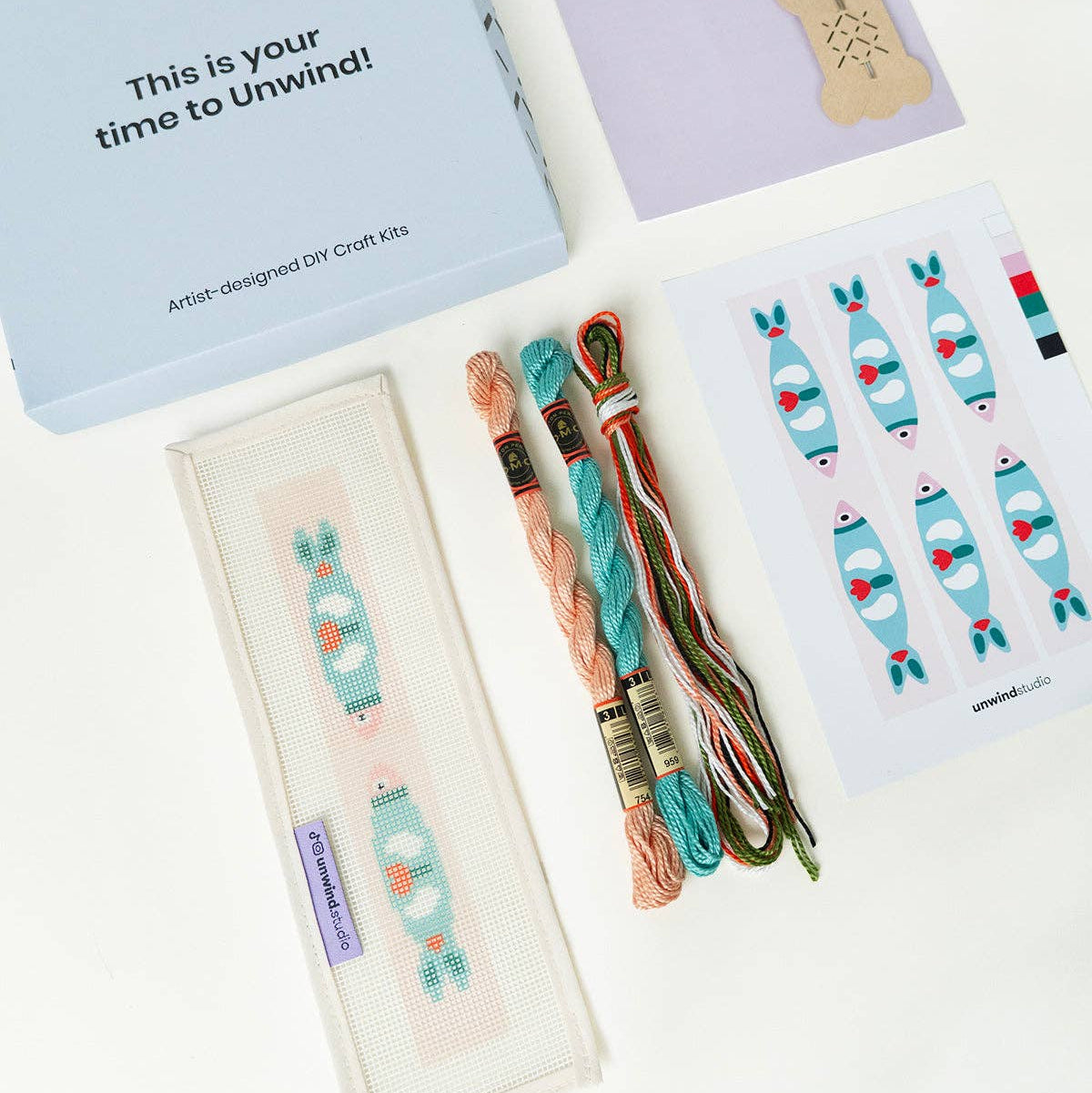 Unwind Studio-Portuguese Sardine Key Fob Needlepoint Kit-xstitch kit-gather here online