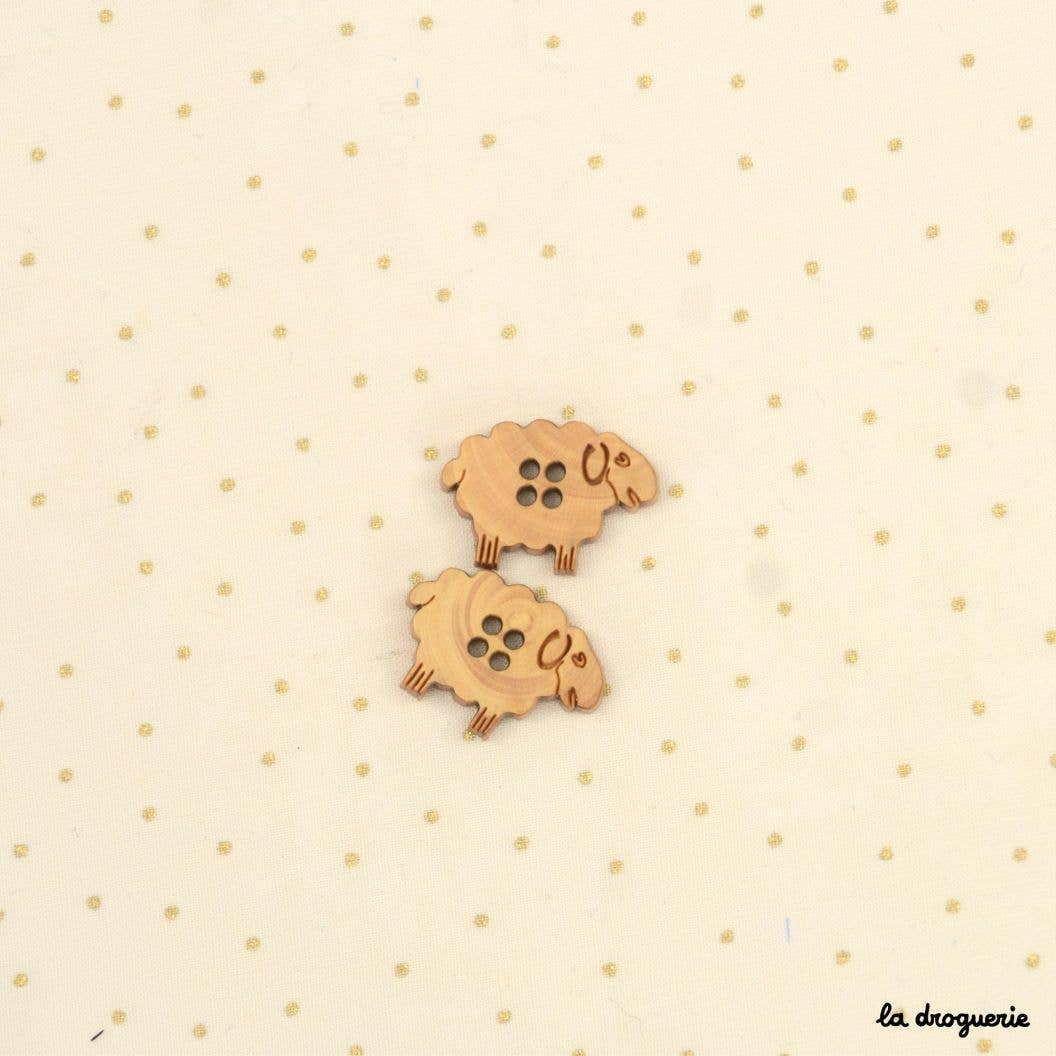 LA DROGUERIE-Wooden Sheep Button - 20mm-button-gather here online