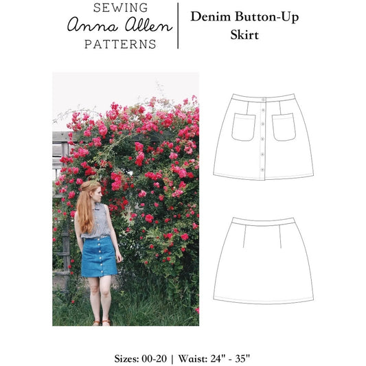 Anna Allen Patterns-Denim Button Up Skirt Pattern - PDF DOWNLOAD-sewing pattern-gather here online