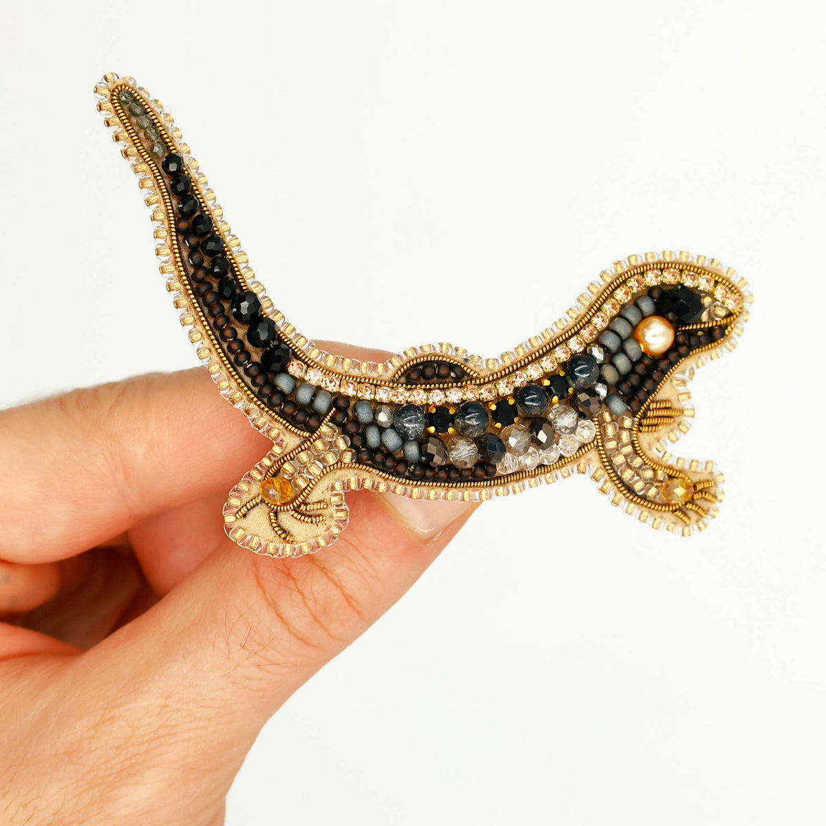 CraftShopOnline-Bead Embroidery Kit: Gecko Brooch DIY Craft, Jewelry Making-craft kit-gather here online