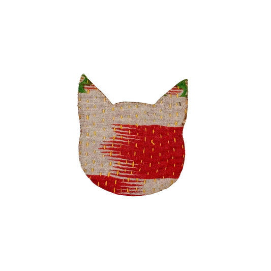 Otto Finn-Small Kantha Cat Iron-On Patch-patches + pins-gather here online