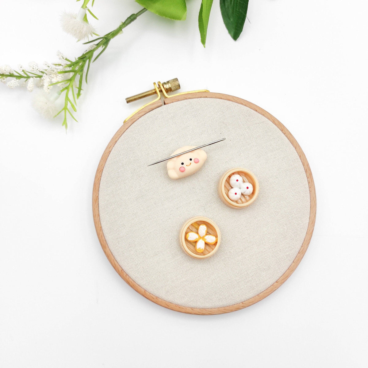 SCwholeworks-Dim Sum Dumpling Magnetic Needle Minder-embroidery notion-gather here online