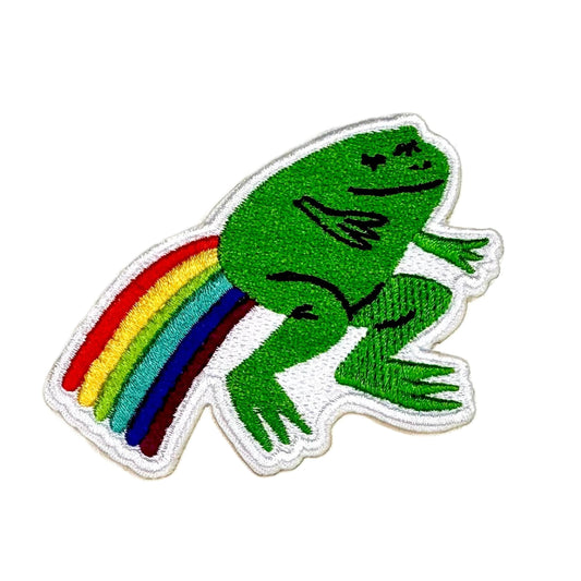 Sparkletown Studios-Rainbow Frog Iron-On Patch-patches + pins-gather here online