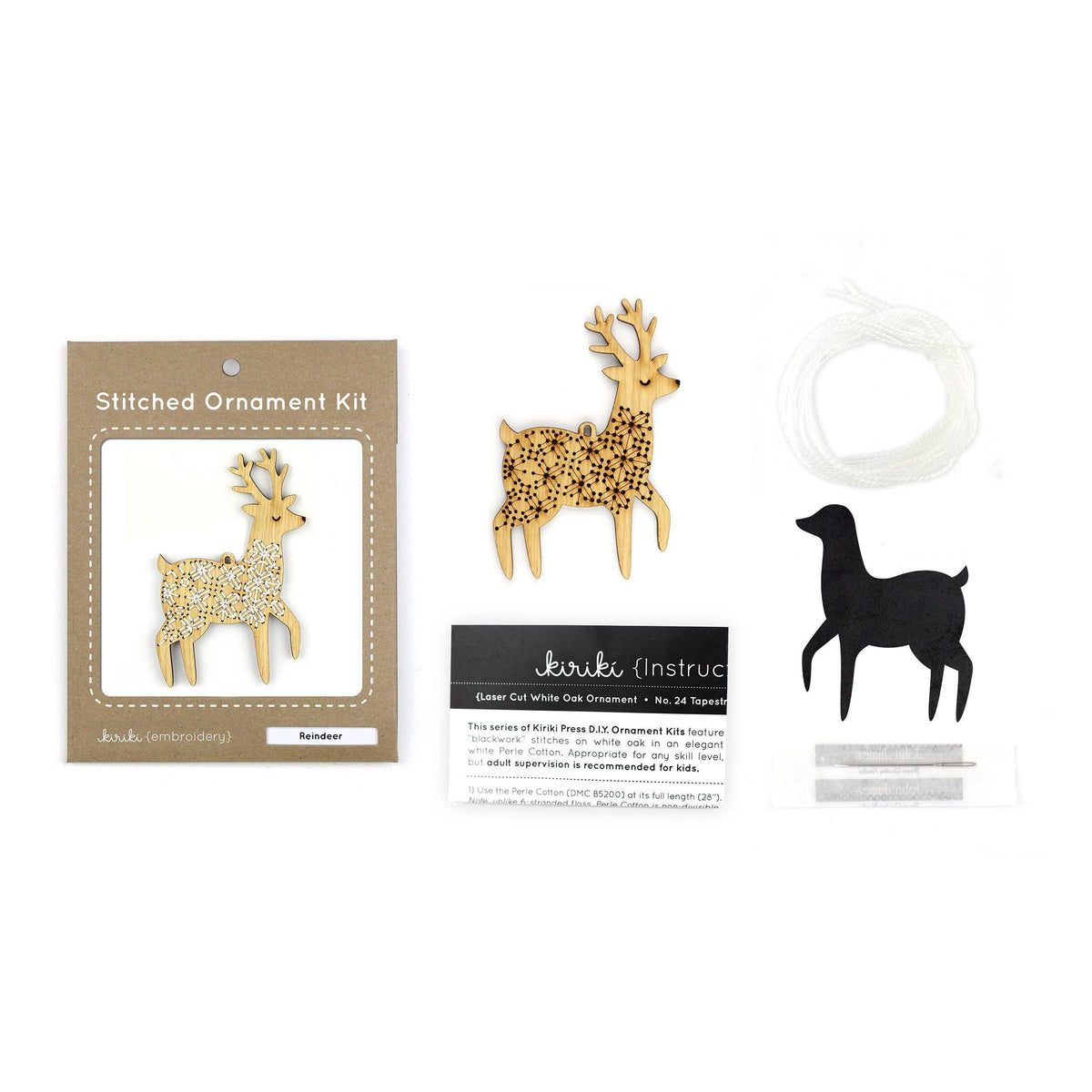 Kiriki Press-Reindeer DIY Ornament Kit-embroidery kit-gather here online