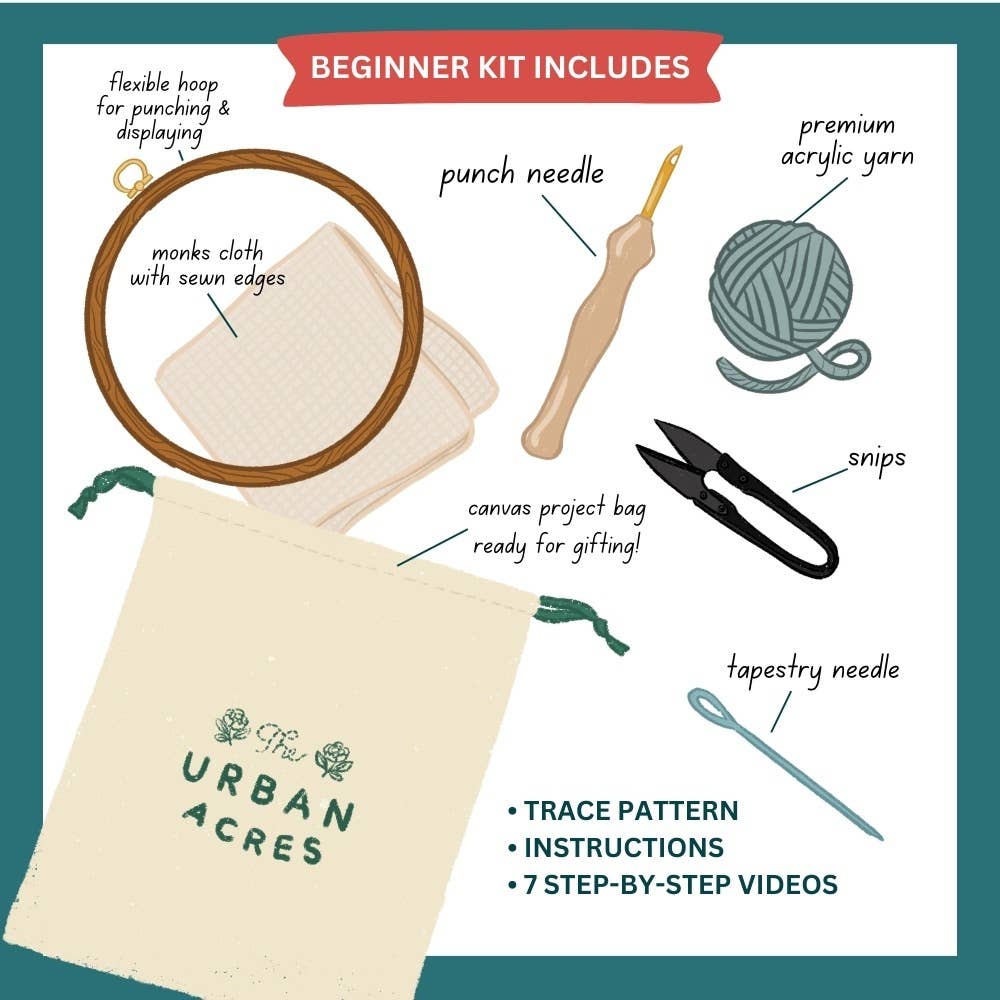 The Urban Acres-Moon Punch Needle Kit-craft kit-gather here online