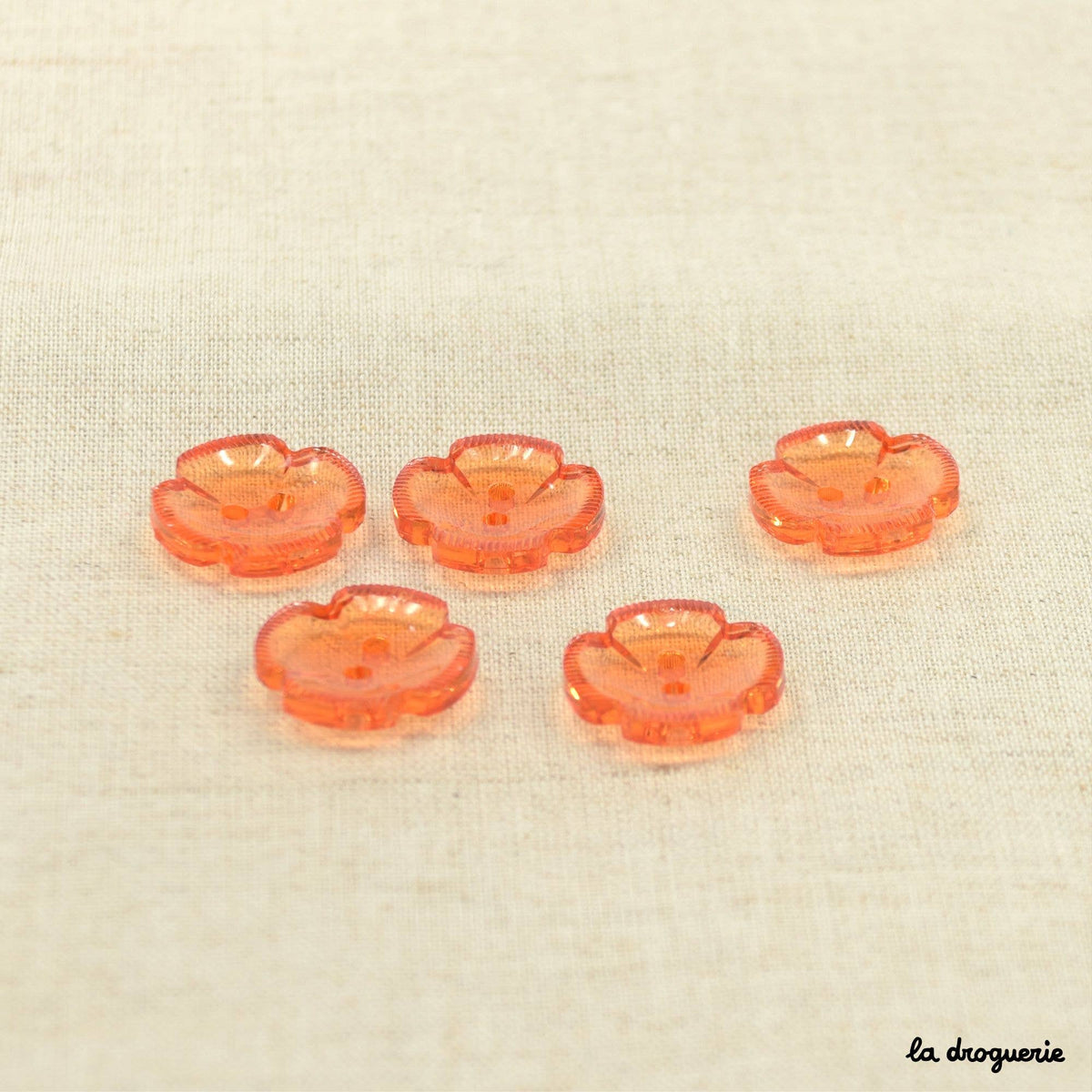 LA DROGUERIE-Orange Translucent Flower Button - 18mm-button-gather here online