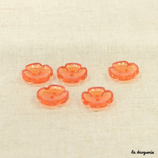LA DROGUERIE-Orange Translucent Flower Button - 18mm-button-gather here online