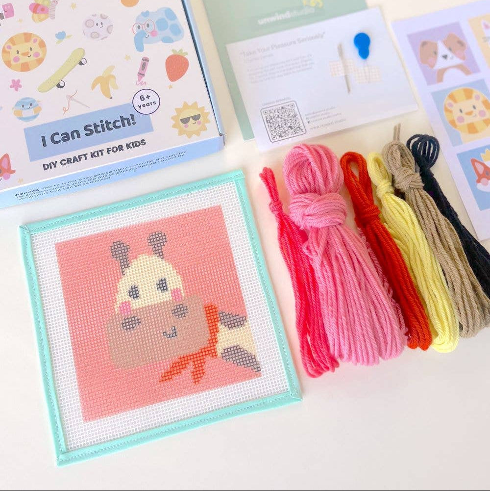 Unwind Studio-Gloria the Giraffe - Needlepoint Kit for Kids-xstitch kit-gather here online