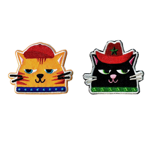 Sparkletown Studios-Cats in Hats Iron-On Patch Set-patches + pins-gather here online