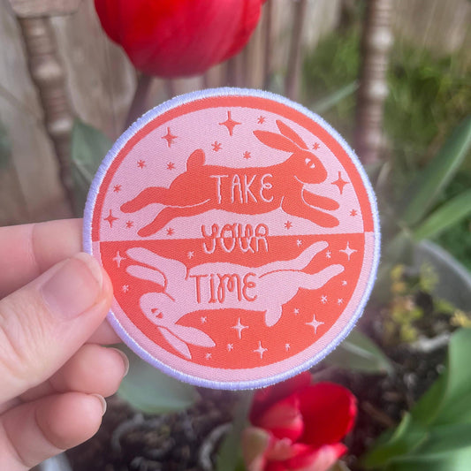 Pen+Pine-Take Your Time Woven Iron-On Patch-patches + pins-gather here online