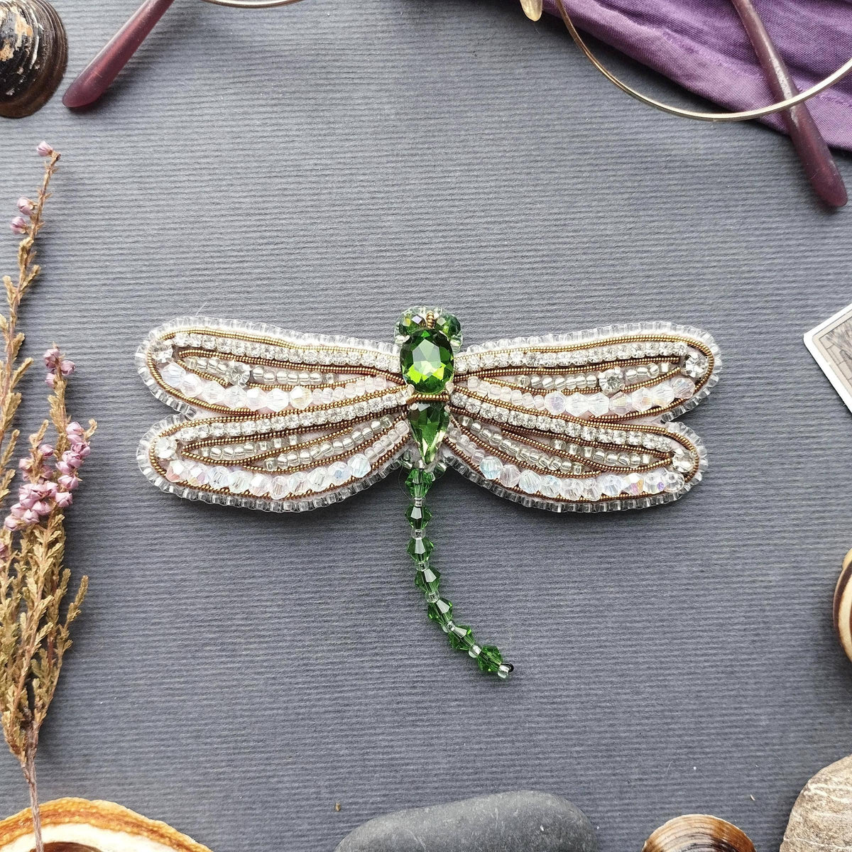 CraftShopOnline-Dragonfly Beaded Brooch Kit: DIY Insect Jewelry Making-craft kit-gather here online