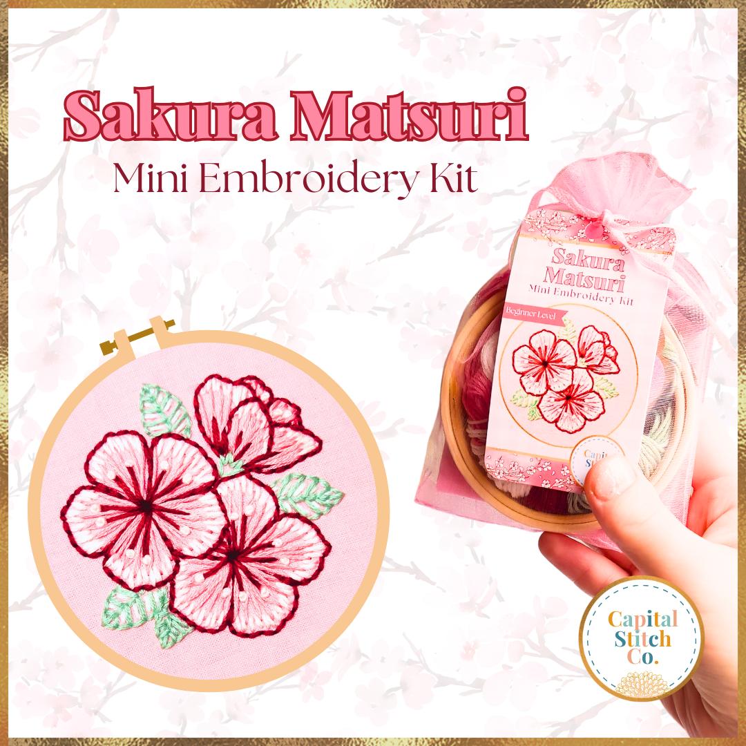 Capital Stitch Co.-Sakura Matsuri Cherry Blossom Mini Embroidery Kit-embroidery kit-gather here online