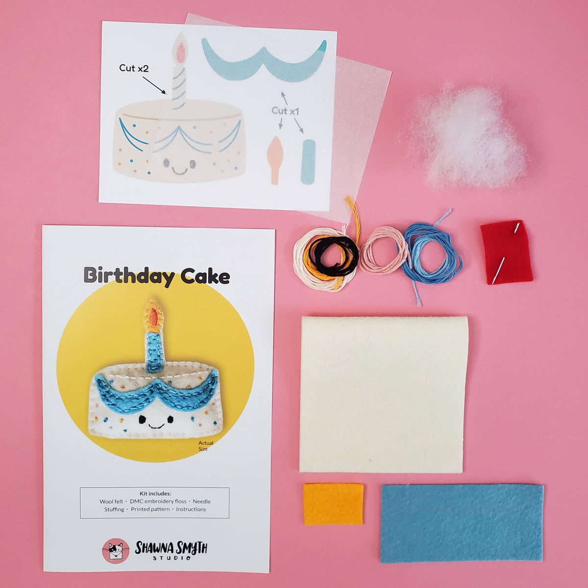 Shawna Smyth Studio-Birthday Cake Felt Hand Stitching Kit-sewing kit-gather here online