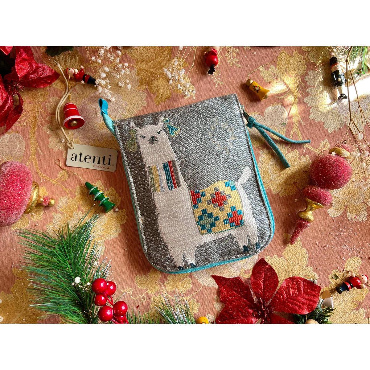 Atenti-Mamallama Circular Case - Turquoise-craft organizer-gather here online