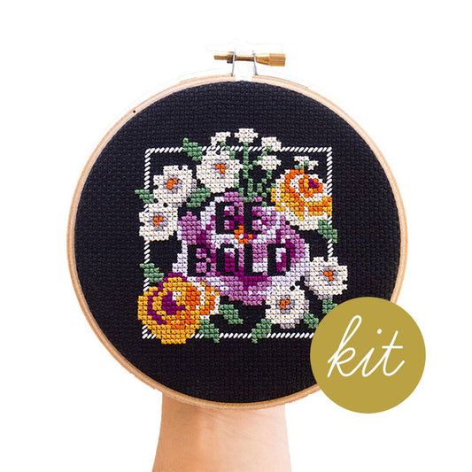 Junebug and Darlin-Be Bold, 5" Cross Stitch Kit-xstitch kit-gather here online