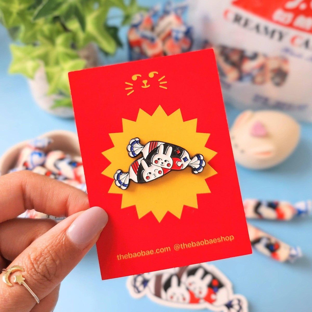The Bao Bae-White Rabbit Enamel Pin-accessory-Rubber Backing (free)-gather here online