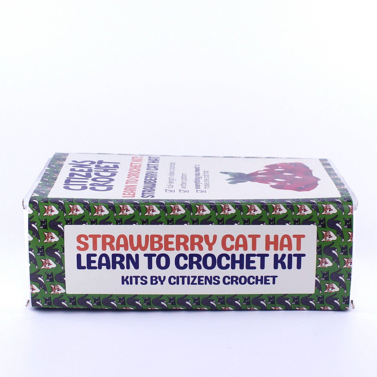 Citizens Crochet-Strawberry Cat Hat - Beginner Crochet Kit-knitting / crochet kit-gather here online