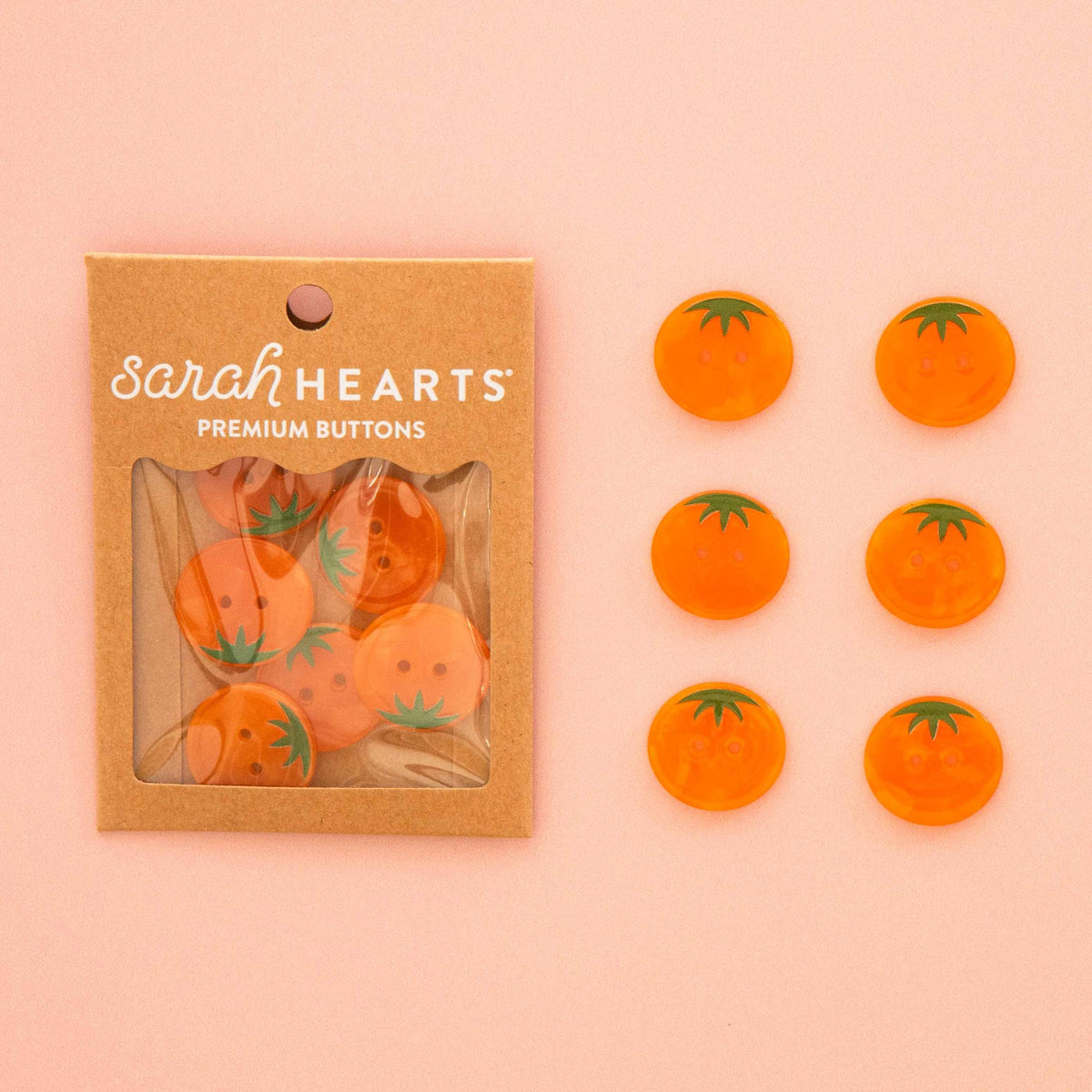 Sarah Hearts-Orange Heirloom Tomato Large 1" Buttons-button-gather here online