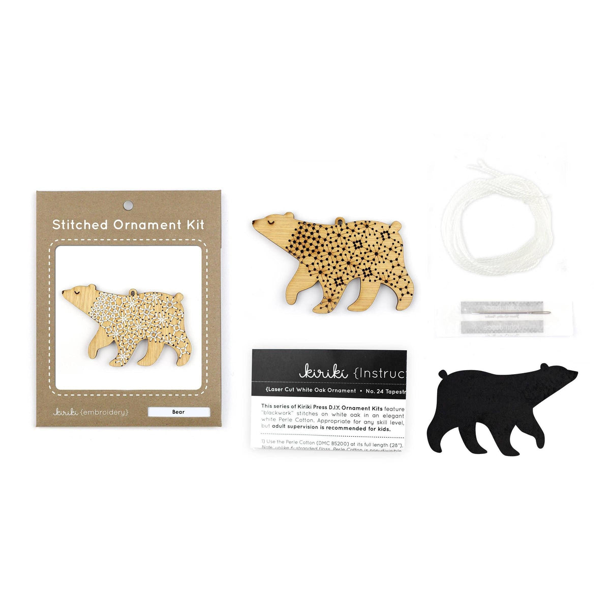 Kiriki Press-Bear DIY Ornament Kit-embroidery kit-gather here online