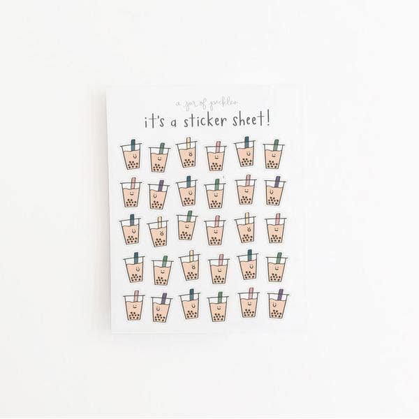 A Jar Of Pickles-Mini Boba Clear Sticker Sheet-sticker-gather here online