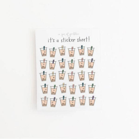 A Jar Of Pickles-Mini Boba Clear Sticker Sheet-sticker-gather here online