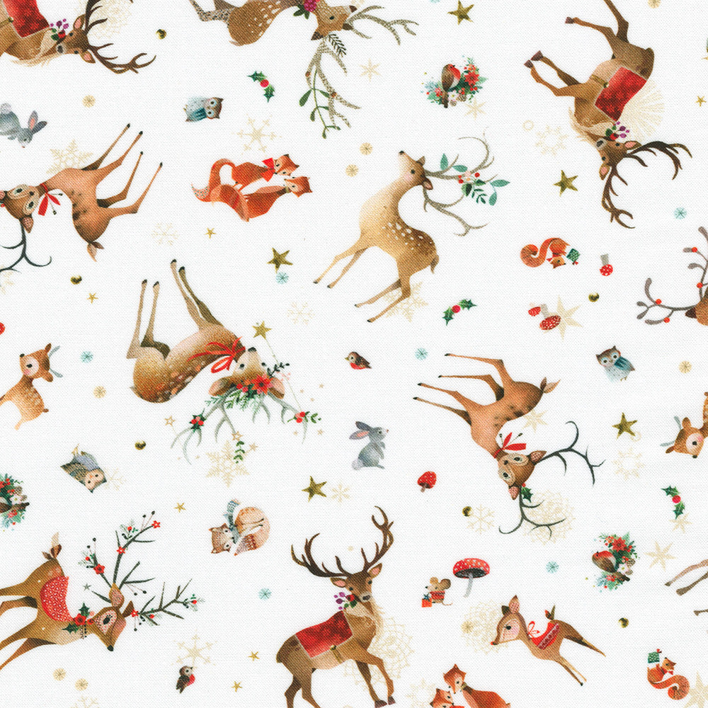 Robert Kaufman-Reindeer Snow-fabric-gather here online