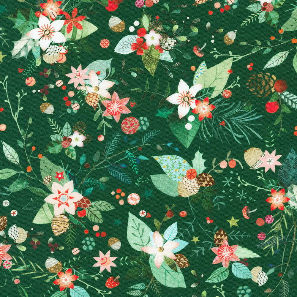 Robert Kaufman-Winter Flora Holly-fabric-gather here online