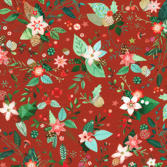 Robert Kaufman-Winter Flora Crimson-fabric-gather here online