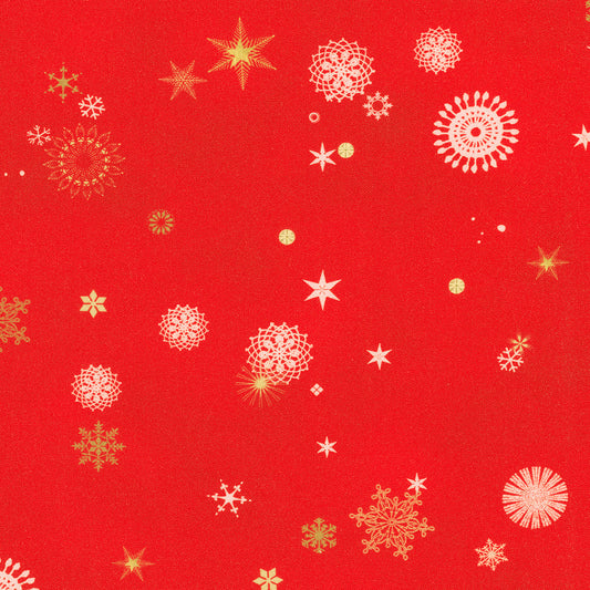 Robert Kaufman-Snowfall Cardinal-fabric-gather here online