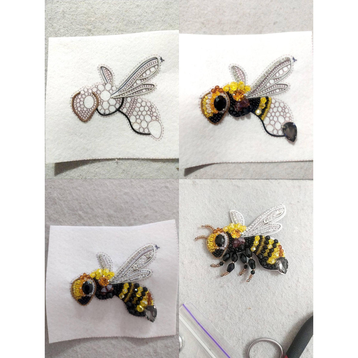 CraftShopOnline-Bee Bead Embroidery Kit: DIY Brooch/Pendant Craft-craft kit-gather here online