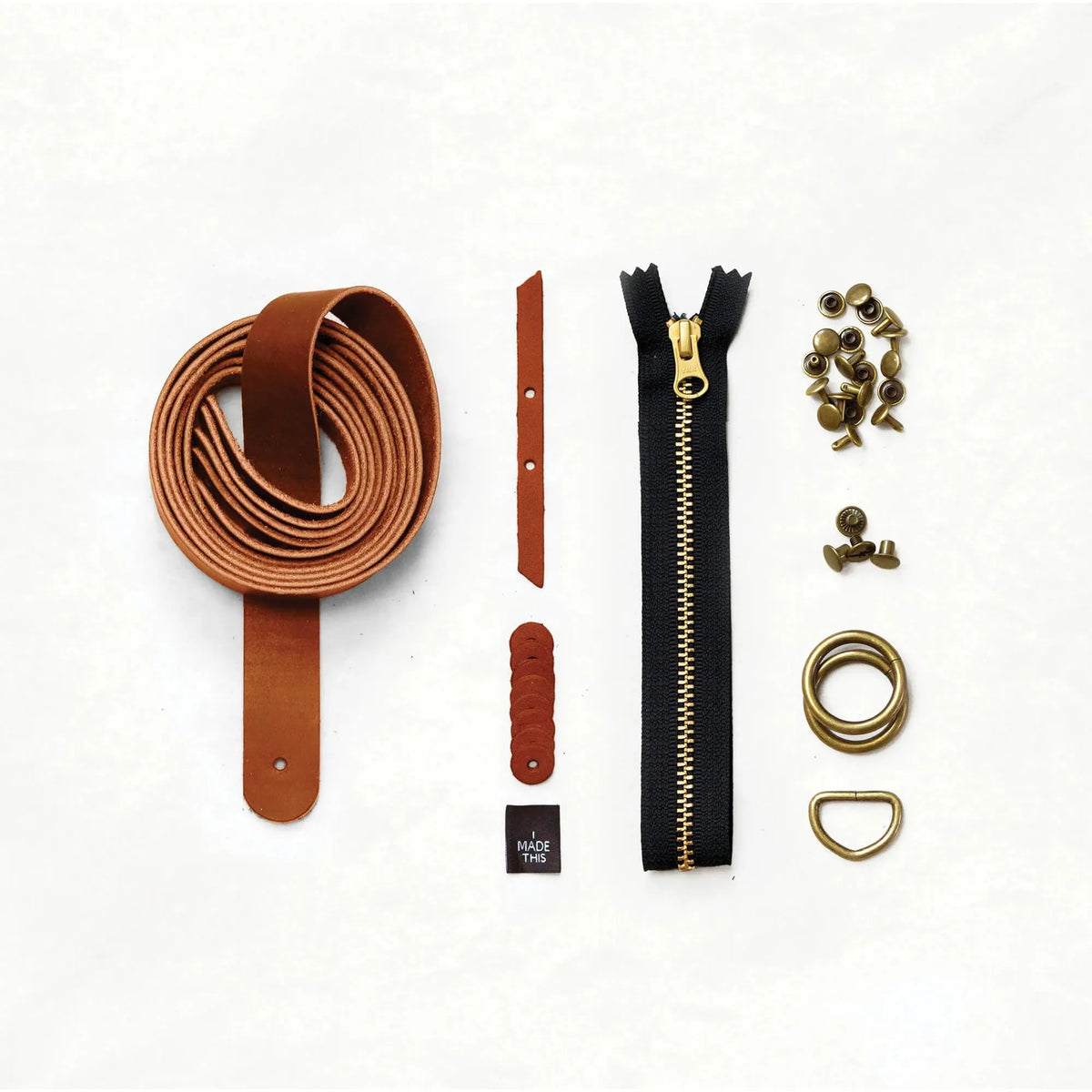 Klum House Workshop-Fremont Tote Finishing Kit - Chestnut & Antique Brass-hardware kit-gather here online