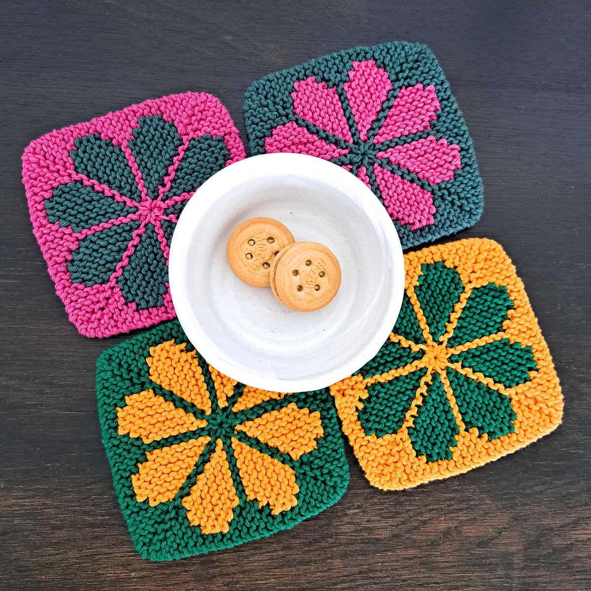 gather here classes-Intarsia Knitting - Coasters-class-gather here online