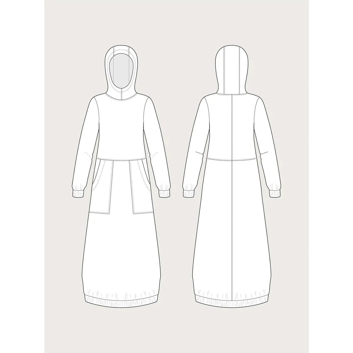 Assembly Line-Hoodie Dress Pattern-sewing pattern-gather here online