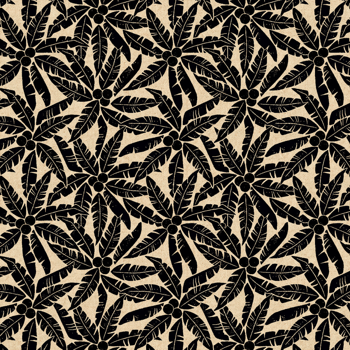 Cotton + Steel-Palm Tree Black Unbleached Canvas-fabric-gather here online
