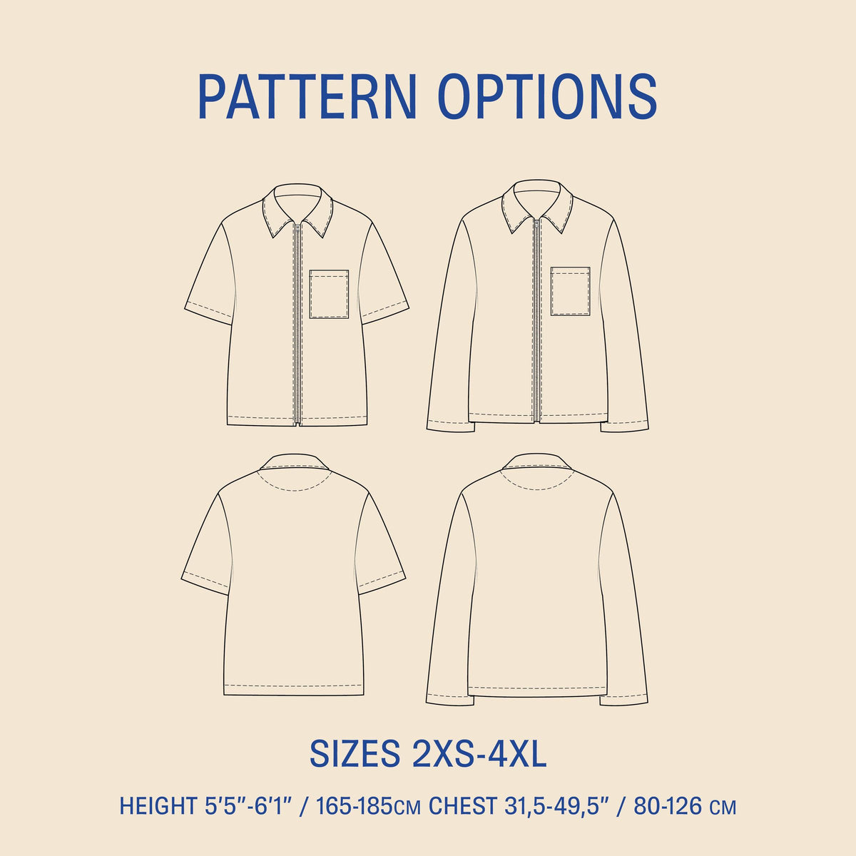Men's Zip Shirt Sewing Pattern