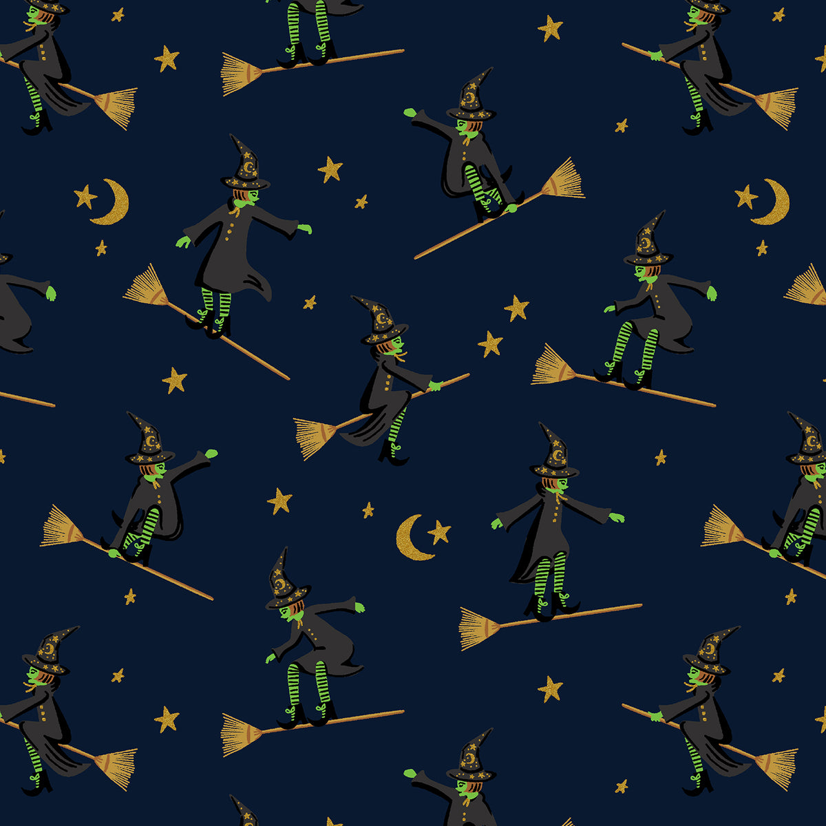 Cotton + Steel-Wicked Witches Navy Metallic-fabric-gather here online