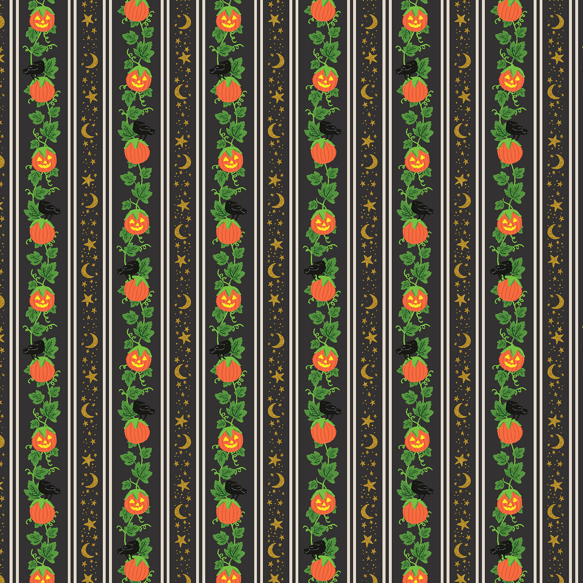 Cotton + Steel-Pumpkin Patch Black Metallic-fabric-gather here online