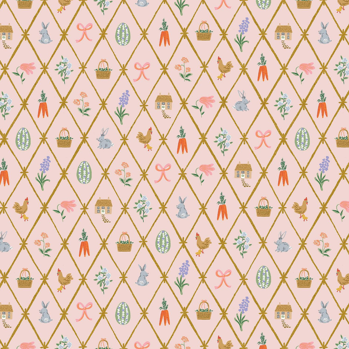 Cotton + Steel-Easter Lattice Blush Metallic-fabric-gather here online