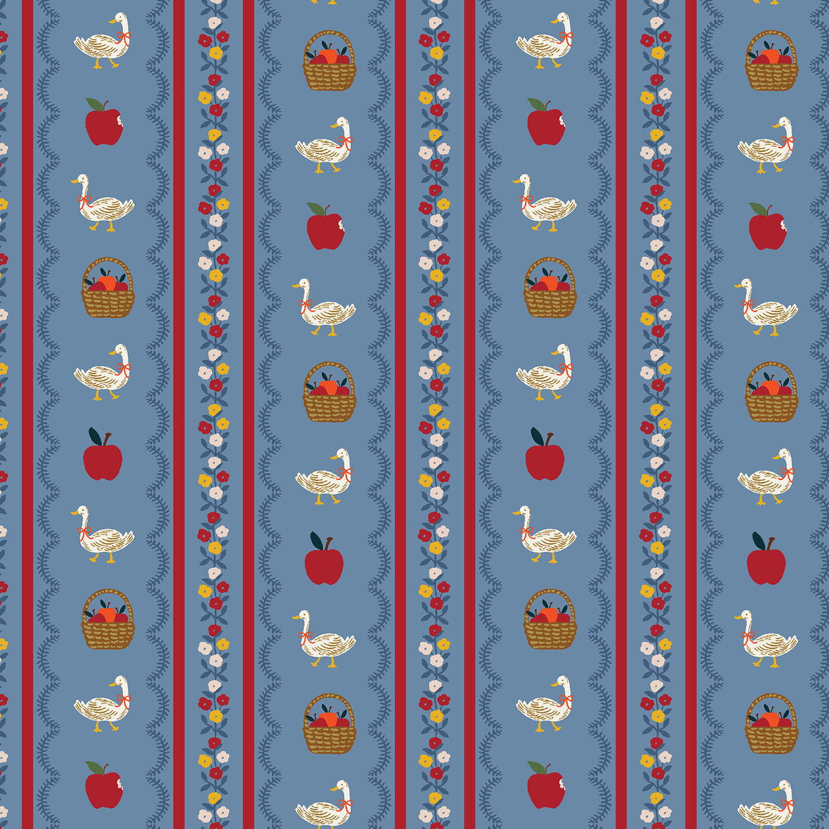 Cotton + Steel-Farmhouse Stripe Blue Canvas-fabric-gather here online