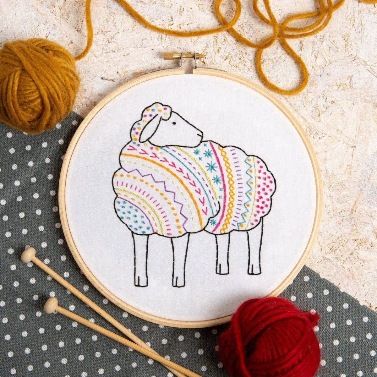 Hawthorn Handmade-Sheep White Embroidery Kit-embroidery kit-gather here online
