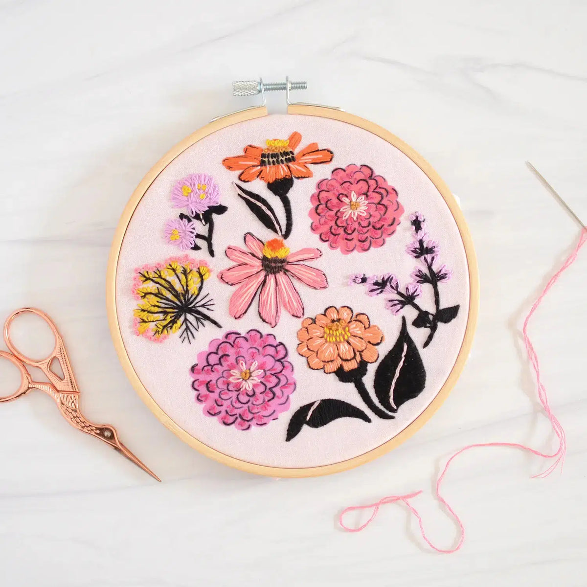 Antiquaria-Zinnia Sampler 6" Embroidery Kit-embroidery kit-gather here online