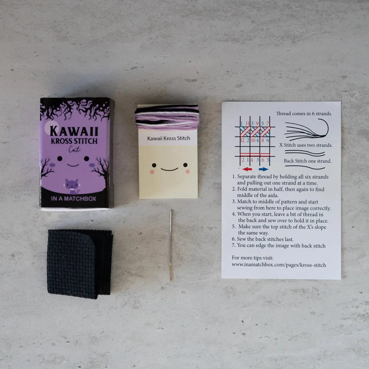 Marvling Bros-Kawaii Halloween Cat Mini Cross Stitch Kit in a Matchbox-xstitch kit-gather here online