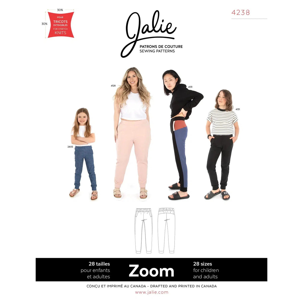 Jalie Patterns-Zoom Modern Joggers-sewing pattern-gather here online
