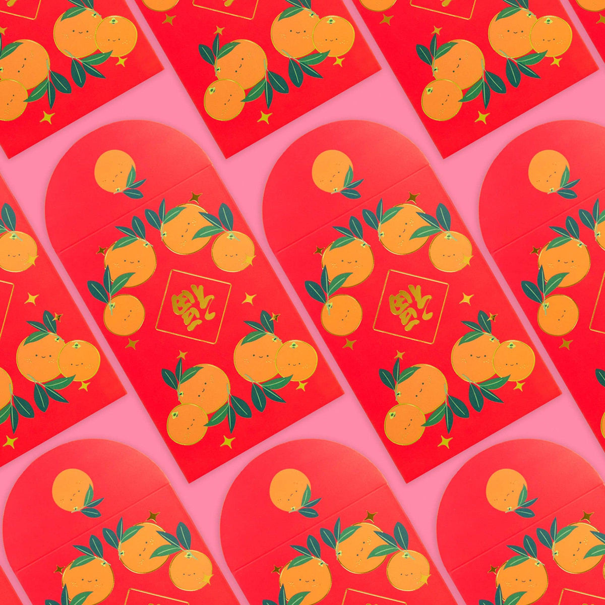 ILOOTPAPERIE-Happy Oranges Gold Foiled Red Envelopes, HongBao 紅包-accessory-gather here online