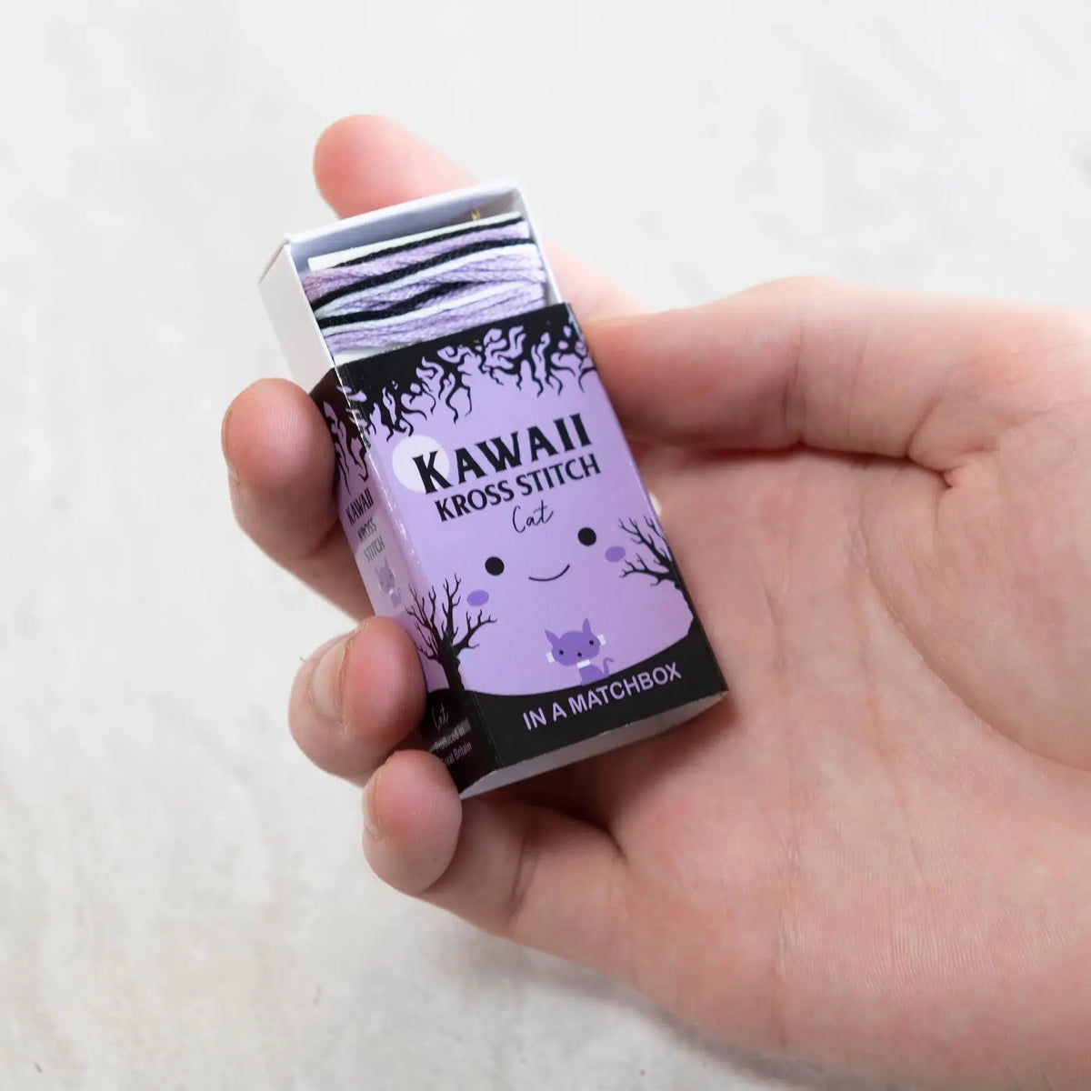 Marvling Bros-Kawaii Halloween Cat Mini Cross Stitch Kit in a Matchbox-xstitch kit-gather here online